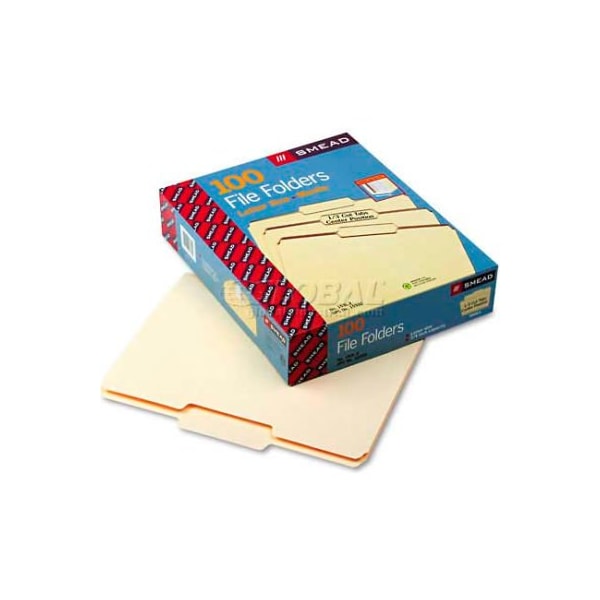 Smead Smead File Folders, 1/3 Cut Second Position, One-Ply Top Tab, Letter, Manila, 100/Box 10332 - main